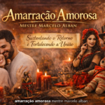 Casal feliz reunido após amarração amorosa Mestre Marcelo Alban com presença espiritual de Pombogira e Exu fortalecendo a união
